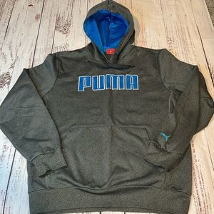 Puma Warm Gel hoodie. Grey/Royal blue. Size Large. Gently Used